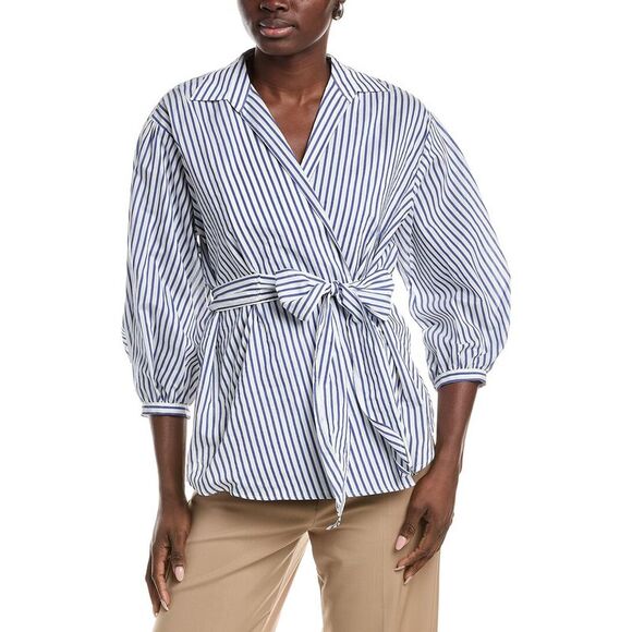 Max Mara Womens WeekendCeci Wrap Top Blue